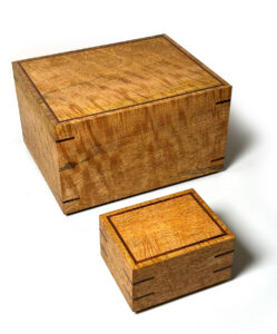 Curly Mango Urn Boxes with Koa inlay